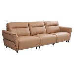 New Modern Minimalist Straight Three-Seat Leather Sofa Living Room High Foot