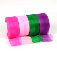 Buy cheap Custom Wide Decoration Ribbon Rolls , Solid Color Pattern Red Organza Ribbon product