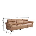 New Modern Minimalist Straight Three-Seat Leather Sofa Living Room High Foot