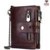 Buy cheap Wallet Men's RFID Anti-theft Brush Vertical Top Layer Oil Wax Leather Multifunctional Double Zipper Leather Wallet from wholesalers