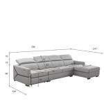 Modern Minimalist Leather Sofa Living Room L-Shaped Chaise Longue Corner Cowhide