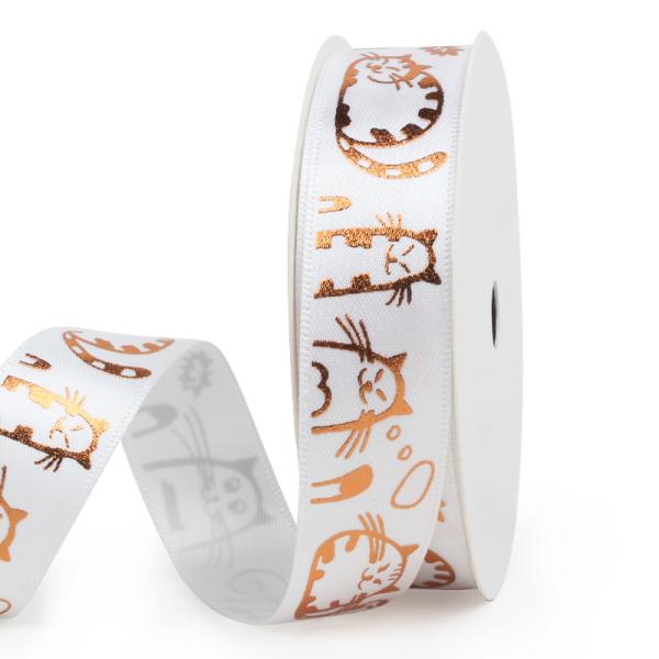 Buy cheap 38mm Satin Ribbon Animal Printed Gold Logo Ribbon from wholesalers