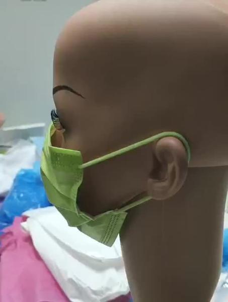 Buy cheap Disposable Medical / Surgical Face Mask Respirator Fresh Green Cotton Ear Loops 4-ply Fully Colore Hospital Dental Daily Use from wholesalers