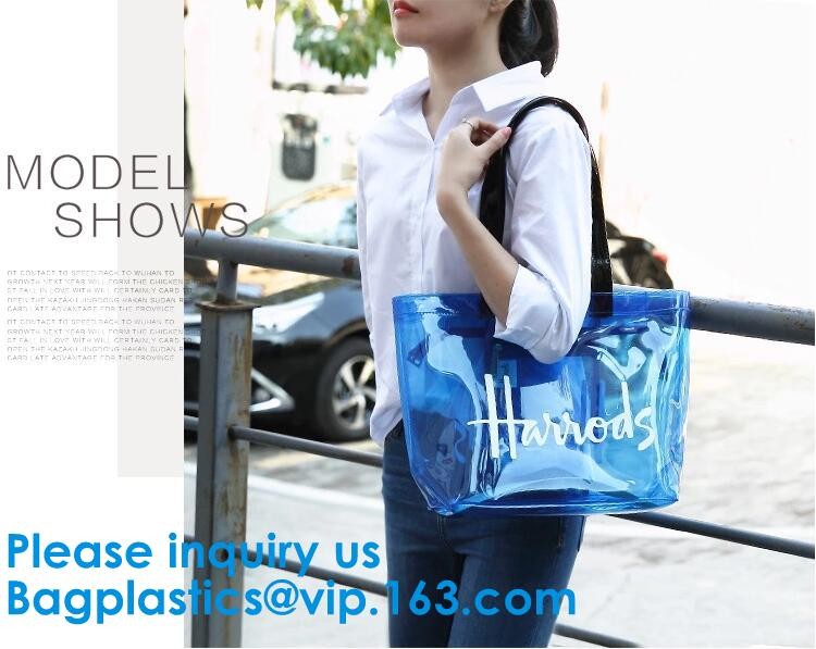 Clear Shopping Bag Transparent PVC Beach Handbag Tote Shoulder Bag Beach Waterproof Large Capacity Foldable Travel Stora