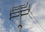 18M Power Transmission Line Steel Utility Pole With Steel Angle Cross Arm , ISO