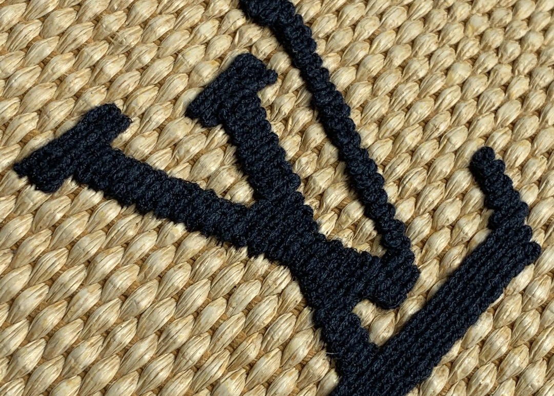 M57723 Monogram Raffia Woven And Monogram Giant Embroider LV Letters Tote Handbag