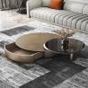 Buy cheap 80X32 Stainless Steel Circle Round Glass Top Coffee Table Black Gold Base from wholesalers