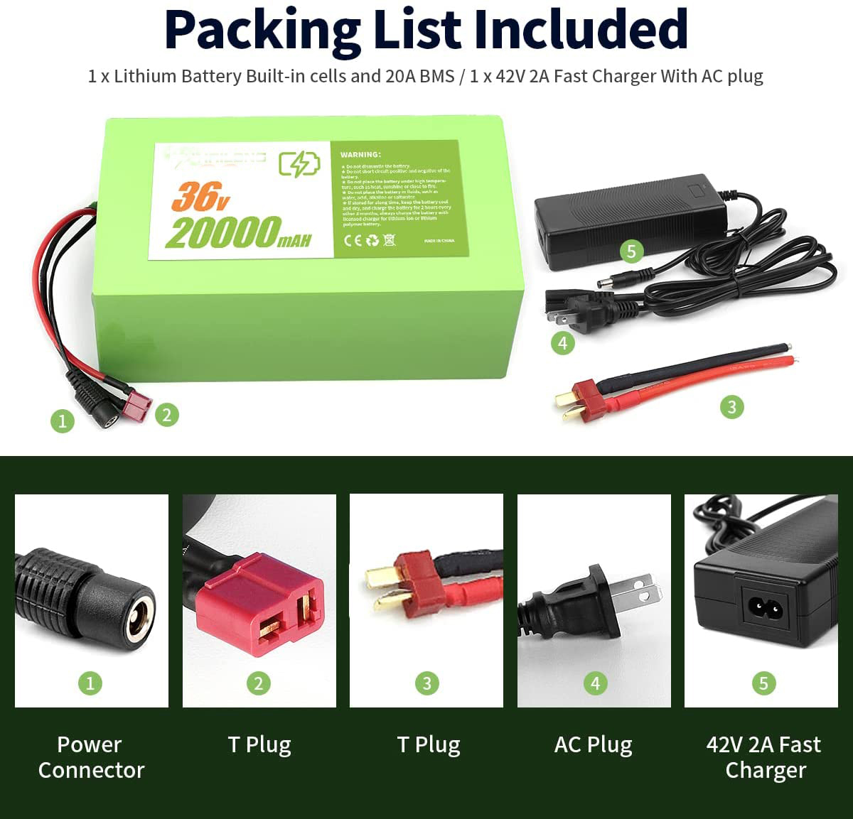 Rechargeable 8Ah 10Ah 36V 20Ah / 48V 24Ah Lithium Ion Battery Pack
