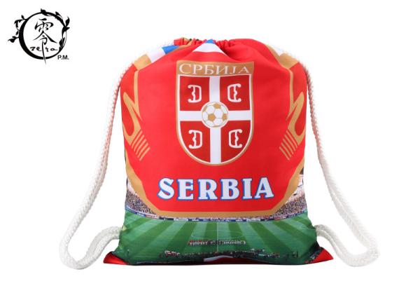 Serbia Country Team Custom Printed Cinch Bags , Recyclable Digital Printed