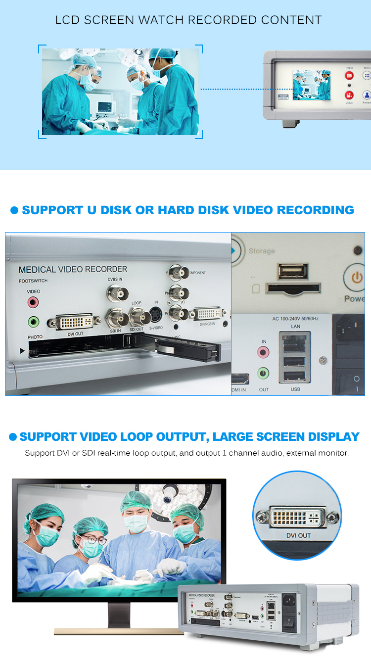 Arthroscopy Endoscope Recorder with HDMI/SDI/VGA/YPbPr/S-video/CVBS Input for Medical