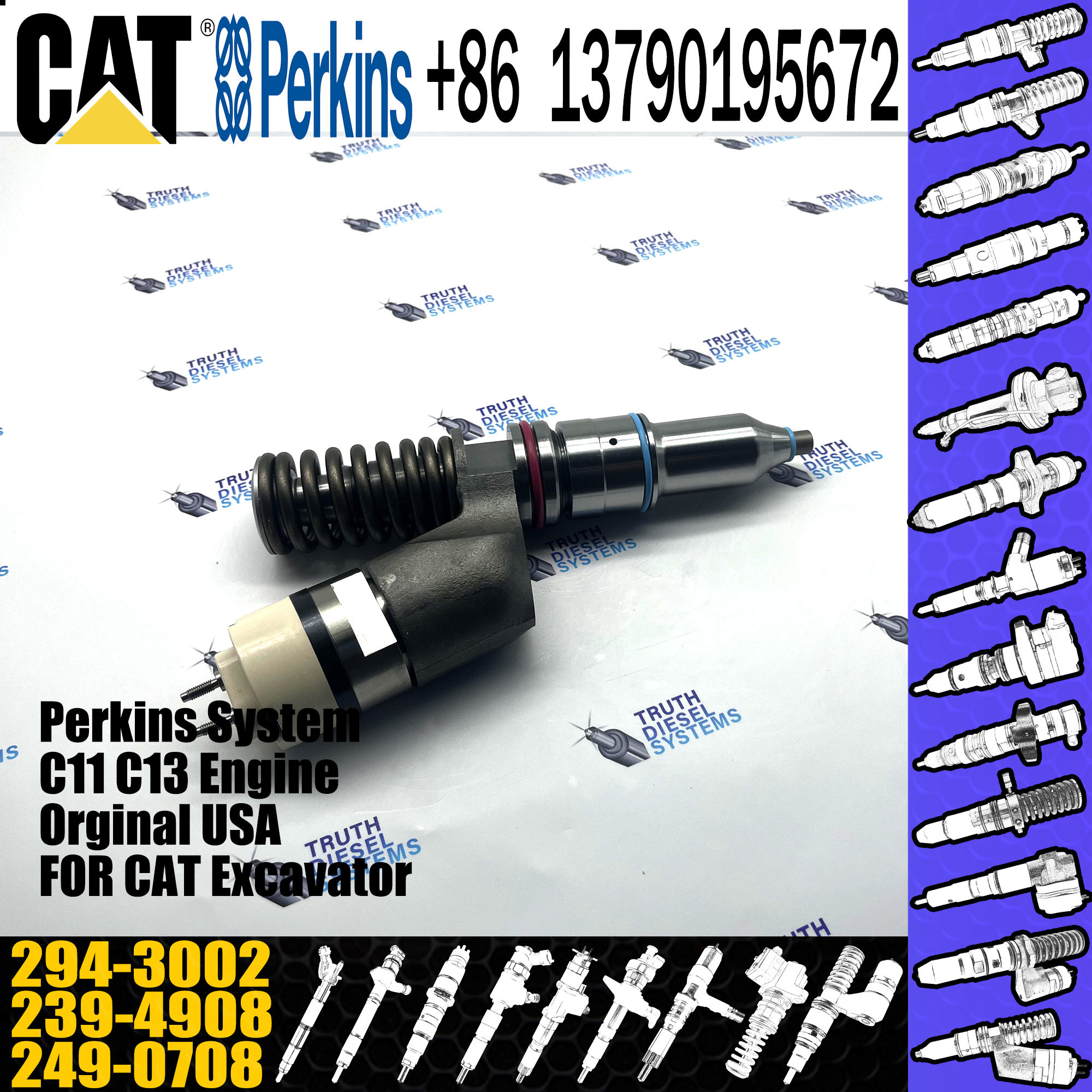 CAT C11 C13 Injector Repair Kits For Excavator 345C 345D 349D inyector 294-3002 249-0713 250-1309 253-0608 292-3666