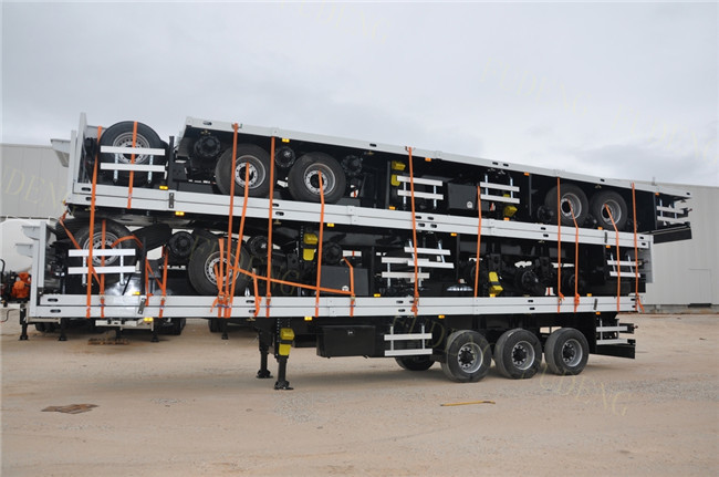 40ft / 20ft Double Tire 50 Ton Flatbed Cargo Trailer Leaf Spring Suspension