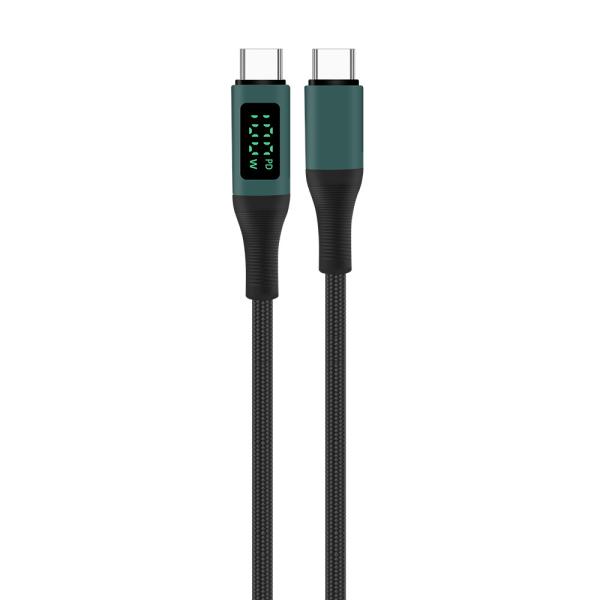 Braided Charging Cable C-C100W With E-MARK 5A Fast Charging Digital Display