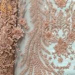 Graceful Design 15 Yards African Beaded Lace Fabric For Dress Decoration
