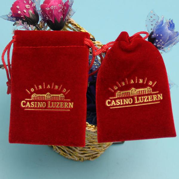 Buy cheap Red Velvet Drawstring Jewelry Pouch , Gold Logo Printing Womens Drawstring Bag from wholesalers