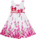 Kid Girls Dress Rose Flower Double Bow Tie Party Sundress Summer Children'S