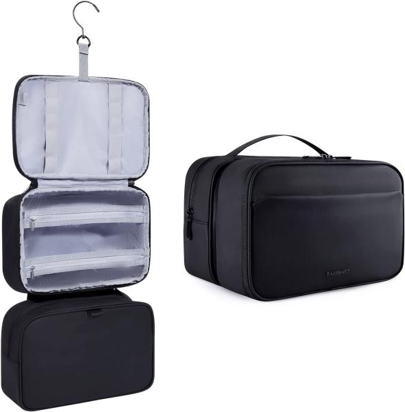 Water Resistant Bathroom Toiletries Organizer PU Leather Cosmetic Bags For Men