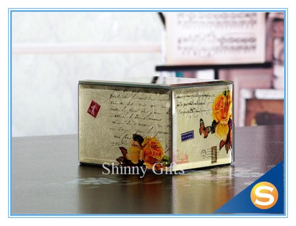 Buy cheap Wedding Favor Mirror Glass Jewelry Box Wooden Inlay Custom Glass jewelry box from wholesalers