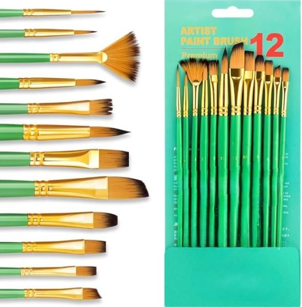 Buy cheap Green Art Painting Brush Kit 12 Pcs For Acrylic Watercolor Gouache Painting from wholesalers