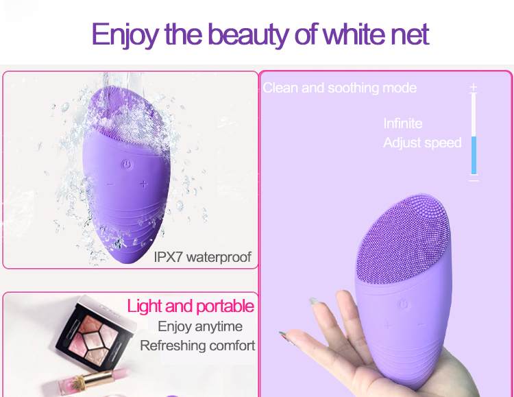 Waterproof Facial Beauty Device , Face Massage Brush Silicon And ABS Material