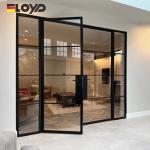 Internal Aluminium Framed Frosted Glass French Doors Glass Wall Divider