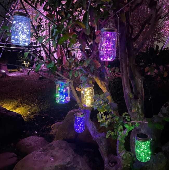 6pcs Solar Mason Jar Lid Lights factory 10/20/30 LED CoolWhite for Wedding Patio Garden Party Decorations