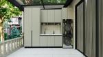 Greige Stainless Steel Balcony Storage Cabinet With Multiple Storage Units