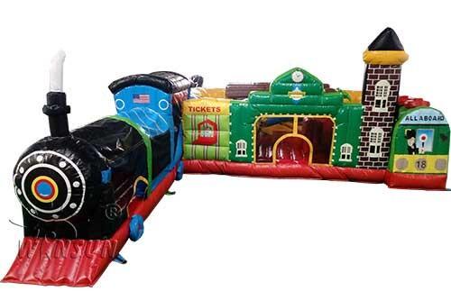 Buy cheap PVC Tarpaulin Inflatable Fun City Express Train Station Themed For Home Yard from wholesalers