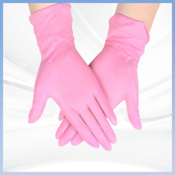 Buy cheap Waterproof Protective Pink Disposable PVC Gloves Chemical Resistant from wholesalers