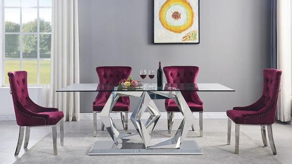 Buy cheap 12mm Glass Top SS Dining Tables 6 Seater Home Furniture For Dining Room from wholesalers
