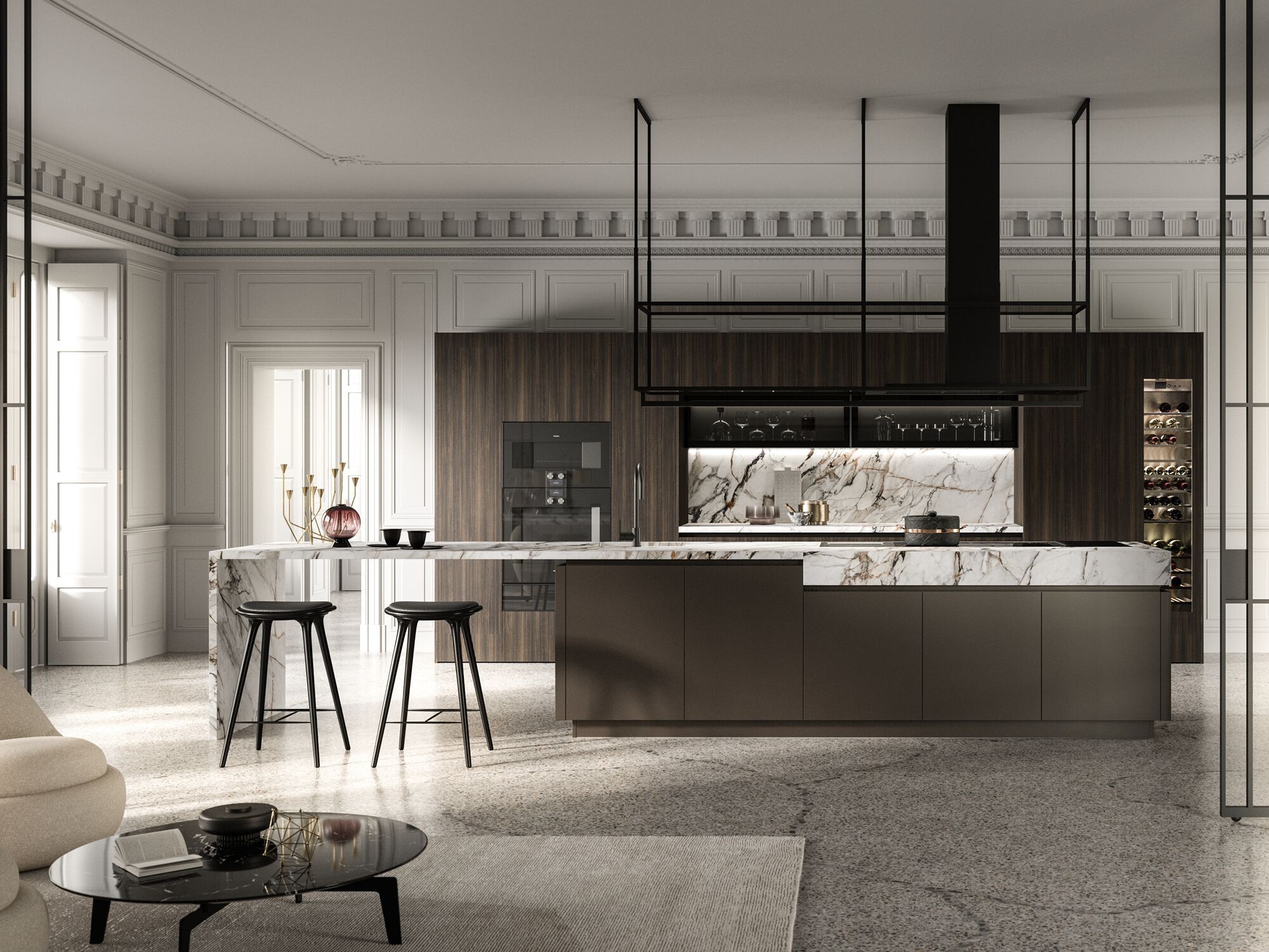 Large Style Complete Custom Kitchen Cabinet Set Island Kitchen Furniture Lacquer Finish Wooden Kitchen Cupboard For Villa