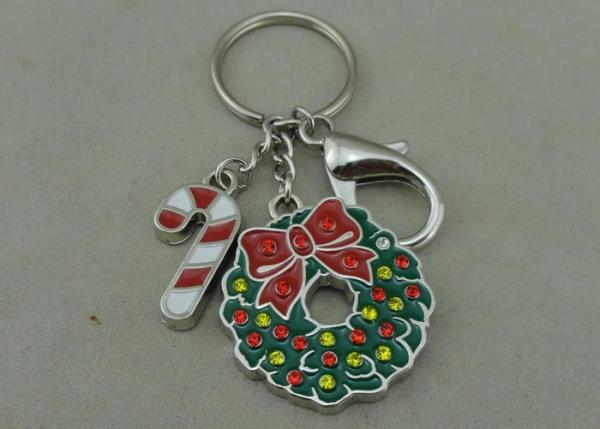 Buy cheap Rhinestone Christmas Promotional Key Ring Soft Enamel Zinc Alloy Silver from wholesalers