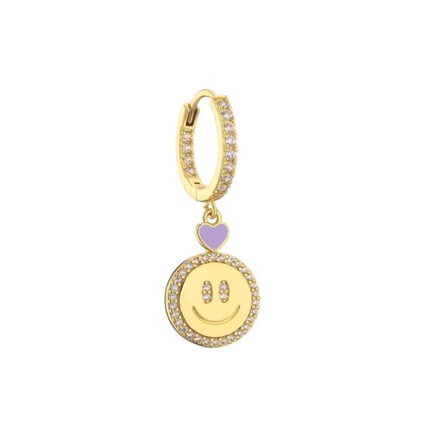 Buy cheap Women Rhinestone Hoop Earrings Jewelry Classic Smiley Face Gold Pendant from wholesalers