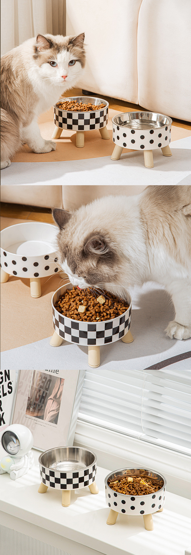 Pet Stainless Steel Elevated Single Bowl Anti-Upset Non-Slip Bowl Large Capacity Anti-Cervical Spine Dog Food Bowl