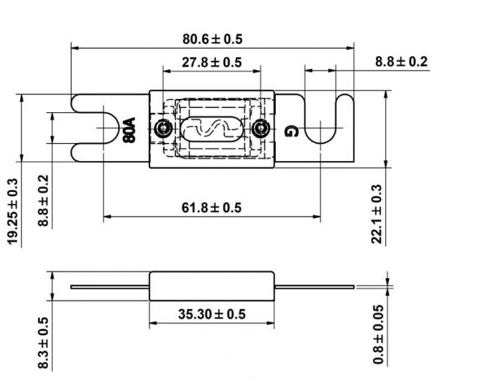 40A To 800A Bolt Down Fuse ADLE ANL Stud Mounting Glass Fiber 1
