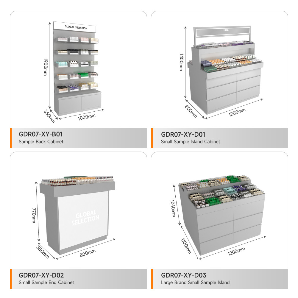 Retail Store Display Grey Wooden Sample Island For Space-Saving Store Rack And Premium Display Rack