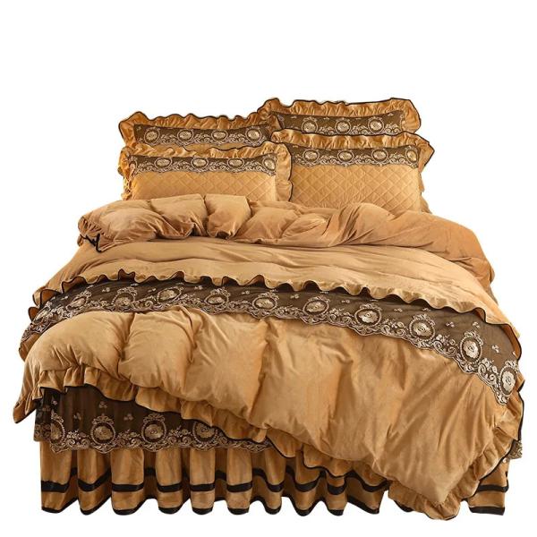 Buy cheap Duvet Cover Set 4pcs 400TC Cotton Bed Skirt Luxury Pleated Bedding with 2 Pillow Cases from wholesalers