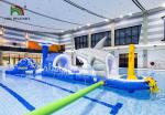Shark Mini Blue Blow Up Water Park / Inflatable Multiplay Course For Kids