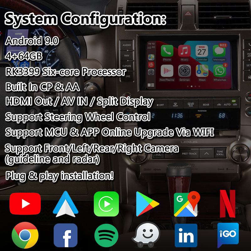 Lexus GX460 Android Multimedia Video Interface With Wireless Carplay GPS Navigation