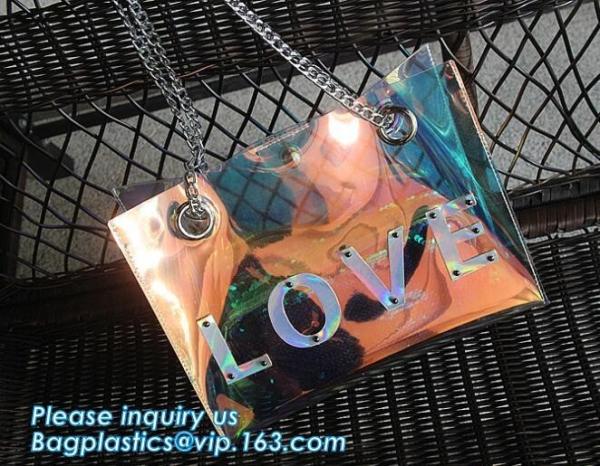 luxury handbag women chain shoulder bag clear PVC plastic tote bag, Tote Bag