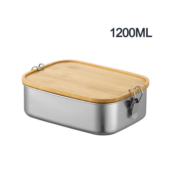 Buy cheap 1200ml Metal Bento Lunch Box Stainless Steel Bamboo Lid Double Buckle from wholesalers