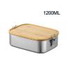 Buy cheap 1200ml Metal Bento Lunch Box Stainless Steel Bamboo Lid Double Buckle from wholesalers