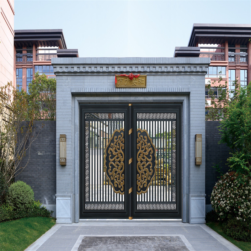 Recyclable Black Riveted Joint Aluminium Fence Gate Swing Door Entrance
