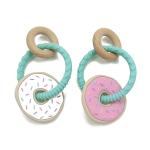 OEM Natural Beech Wood BPA PVC Free Silicone Wood Teether For Toddlers