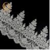 Buy cheap OEM White Scalloped Beaded Bridal Lace Trim Embroidery 80% Nylon from wholesalers
