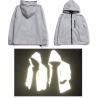Buy cheap Custom Bomber Flash Reflective Jacket Men Plus Size Full Zipped Up Full-Length Hooded Light Grey from wholesalers