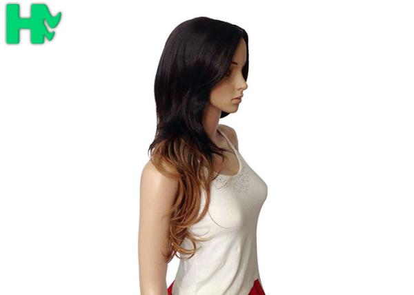 Buy cheap Black T Brown Long Synthetic Wigs Natural Curly Bang Side Wigs For Women from wholesalers