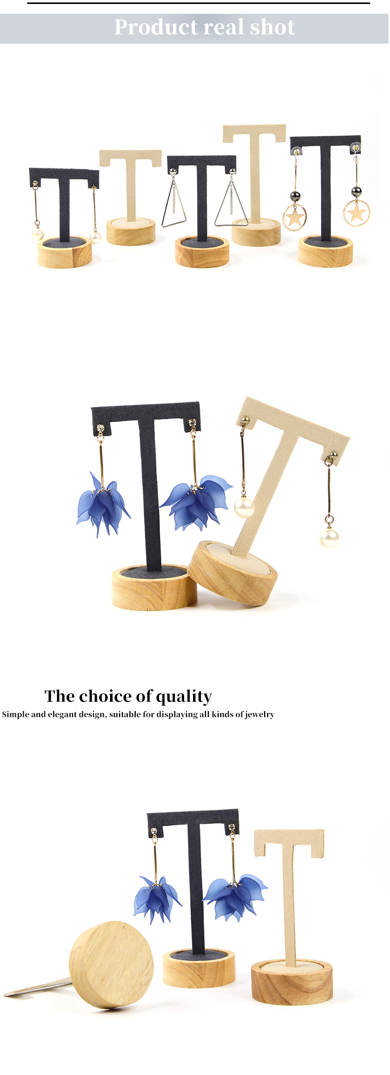 T Shaped Leather Cover Ear Drop Display Stand For Jewelry Luxury Exhibition Show