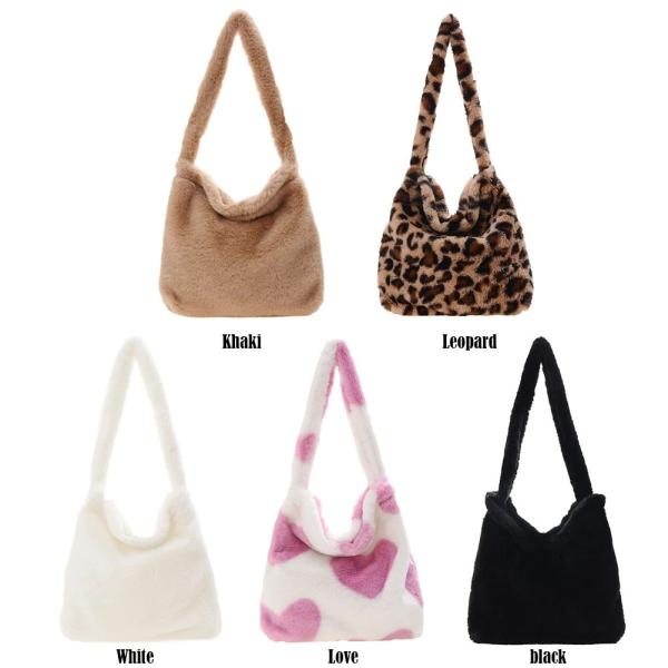 Buy cheap 2022 Wholesale Leopard Print Bags For Women Soft Plush Shoulder Bags Female Large Capacity Travel Bag Winter Warm Fluffy Totes from wholesalers