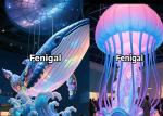3m 10ft Large PVC Inflatable Whale For Immersive Museums Oceanariums Shopping
